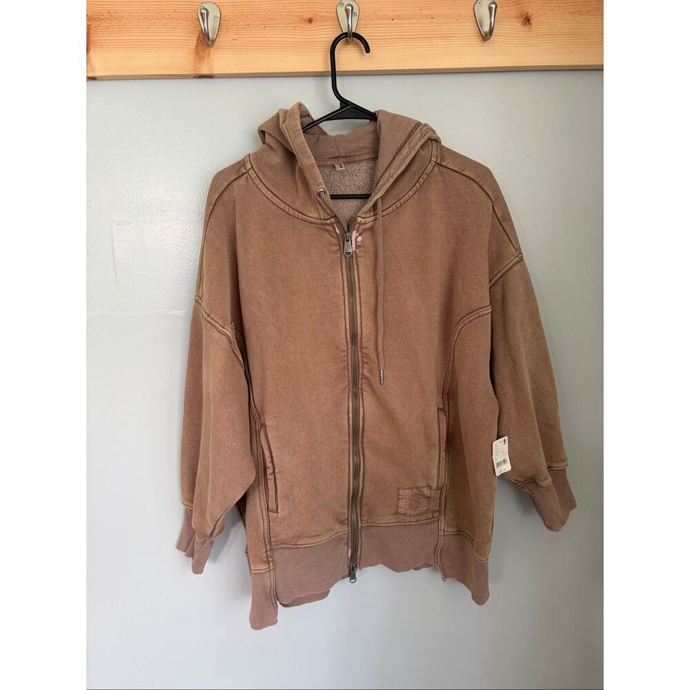 NWT FP Movement Sprint to the Finish Zip Up Hickory Taupe Brown XS Cozy